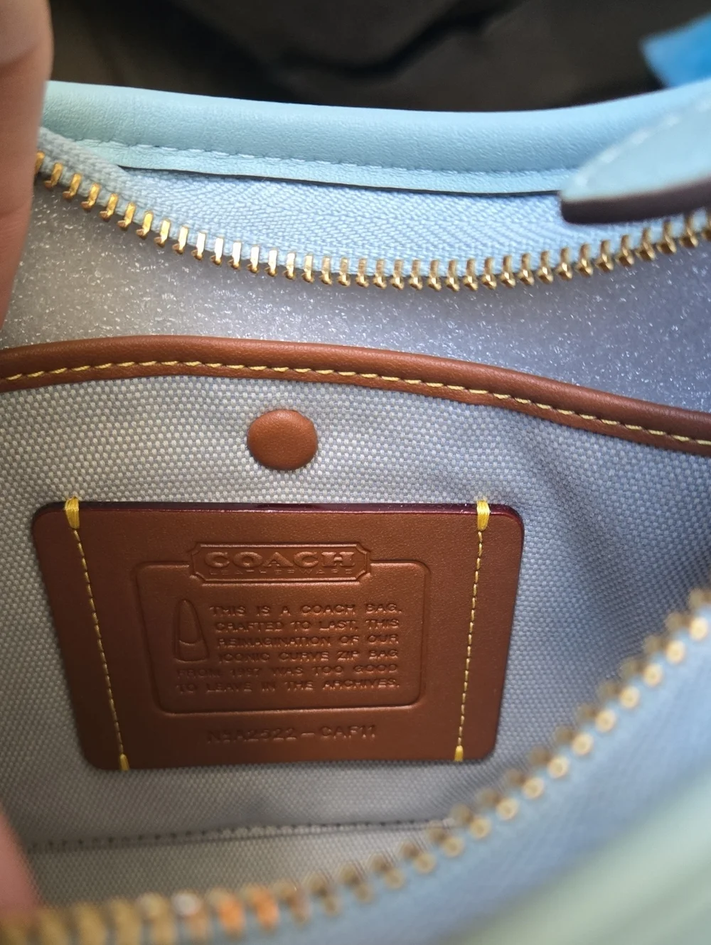 Coach Light Blue Curve Zip Shoulder Bag